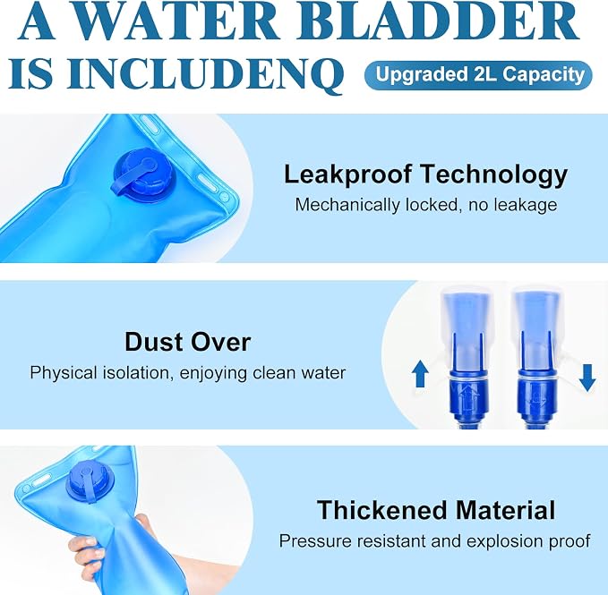 Hydration Backpack with 2L Water Bladder Bag, Lightweight and Breathable - Image 5