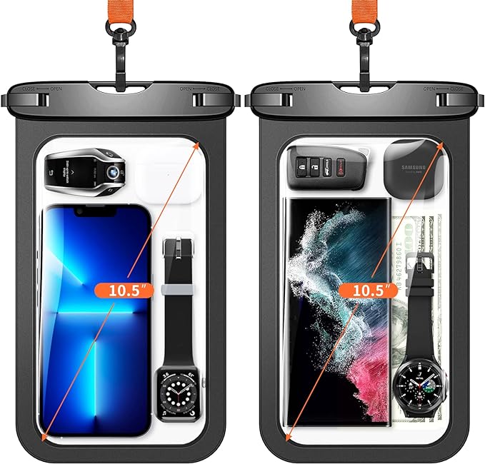 Lanhiem 10.5" Large Waterproof Phone Pouch, 2 Pack Universal IPX8 Waterproof by LanhiemHome