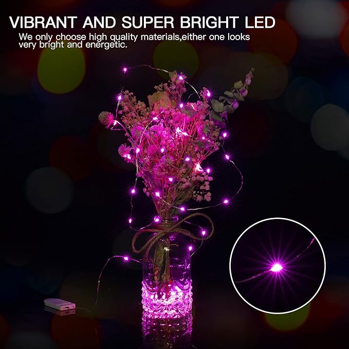 Brightown Valentine's Day 12 Pack Pink Led Fairy Lights Battery Operated String - Image 2
