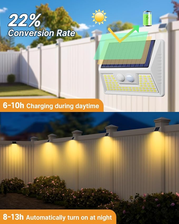 vighep 2Pack White Solar Lights Outdoor Motion Sensor, 3000K Warm Light/3 - Image 4
