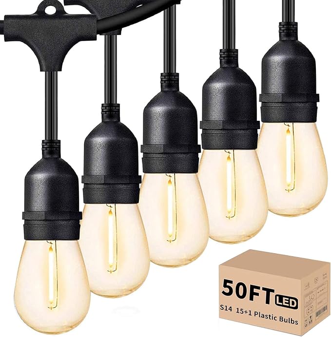 Svater Outdoor Led String Lights 50FT, Patio Lights by Svater