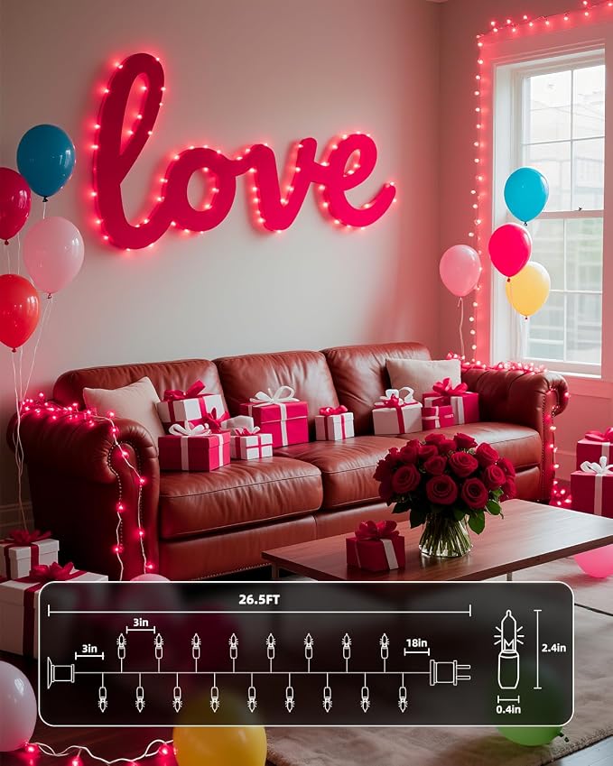 Brightown Pink Mini String Lights, 100-Count 26.5ft Incandescent Bulb - Image 2