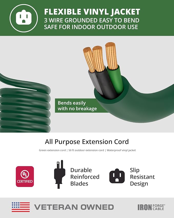 Iron Forge Cable 2 Pack Weatherproof 50 Ft Outdoor Extension Cord - Image 6