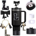 6pcs Black Stanley Cup Accessories Set, Bow Straw Topper by MOTEERLLU