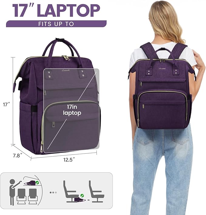 LOVEVOOK Laptop Backpack for Women, 17 Inch Professional Womens Travel Backpack - Image 6