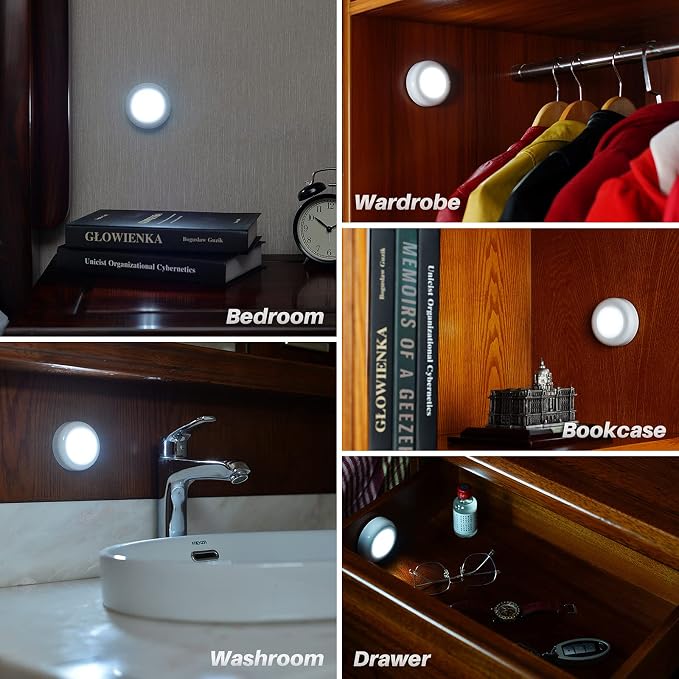 STAR-SPANGLED Push Tap Light, 2.8” Mini Night Touch LED Puck Lamp, Portable - Image 7
