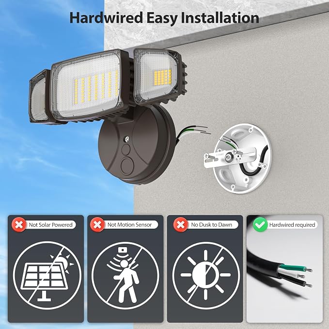 Olafus 80W Flood Lights Outdoor, Switch Controlled 8000LM LED Security Lights - Image 2