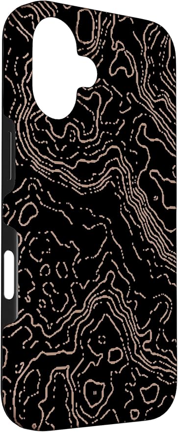 Topography Black & Brown Abstract Pattern Topographic Map Case - Image 3