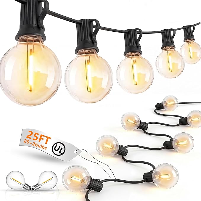 LED Outdoor String Lights, 25Ft G40 Globe Patio String Light Waterproof by Goothy