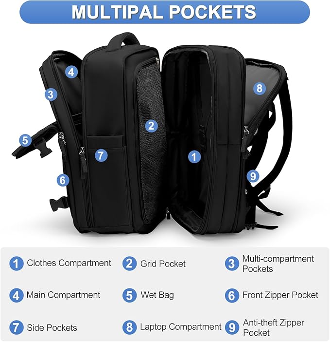 coofay Expandable Backpack For Traveling On Airplane Carry On Backpack For - Image 3
