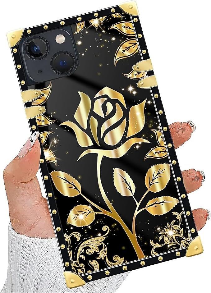 Compatible with iPhone 13 Case, Shine Gold Rose Luxury Golden Decoration - Image 5