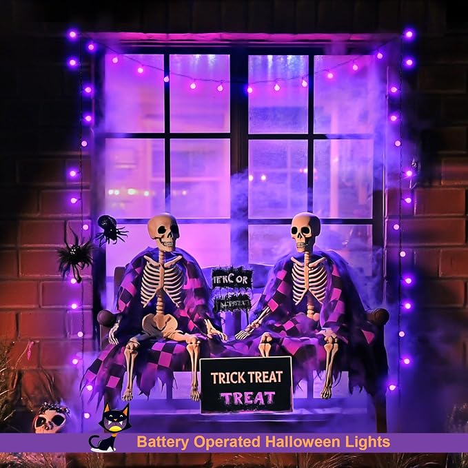 JMEXSUSS 100 LED Purple Globe String Lights Battery Operated, 33ft 8 Modes - Image 8