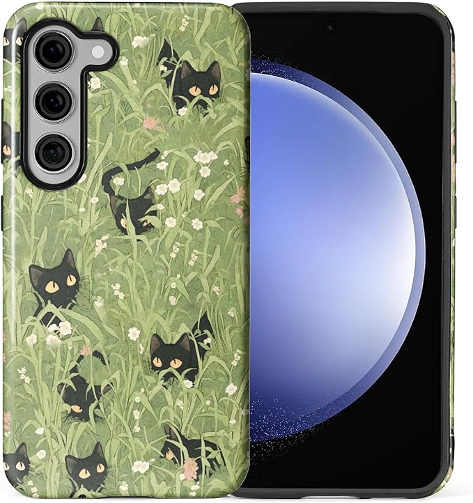 for Samsung Galaxy S23 Plus Case, HL2 Grass Cat Hybrid 2 Layer Hard Shell by Unknown