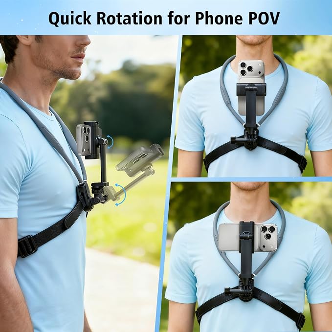 Camera Phone Chest Mount for GoPro, Adjustable Strap Chest POV Phone Holder - Image 4