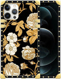 Compatible with iPhone 12 12 Pro Case, Blooming Rose Golden Flower Luxury by Unknown