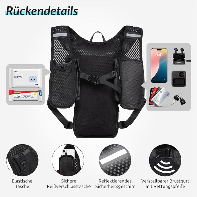 GRIO Hydration Running Vest for Women Men, Water Backpack for Hiking, - Image 3