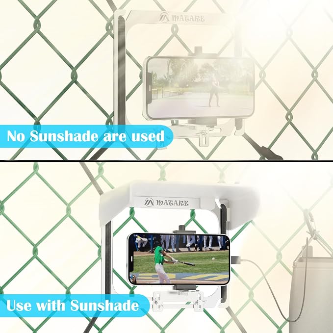 Cell Phone Fence Mount with Shade, Game Recording Mounting Kit Works with - Image 4