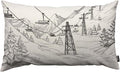 TKS MITLAN Mountain Ski Lift Pillow Cover 12x20 inch Sketch White Wintertime by TKS+MITLAN