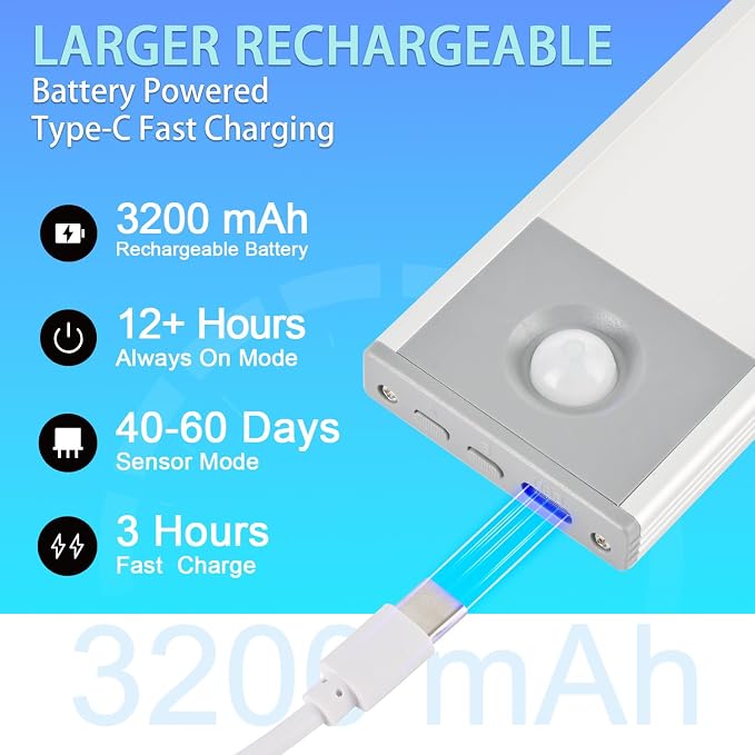 Under Cabinet Lighting, 3200mAh Wireless Motion Sensor Light Indoor, 180lm - Image 4