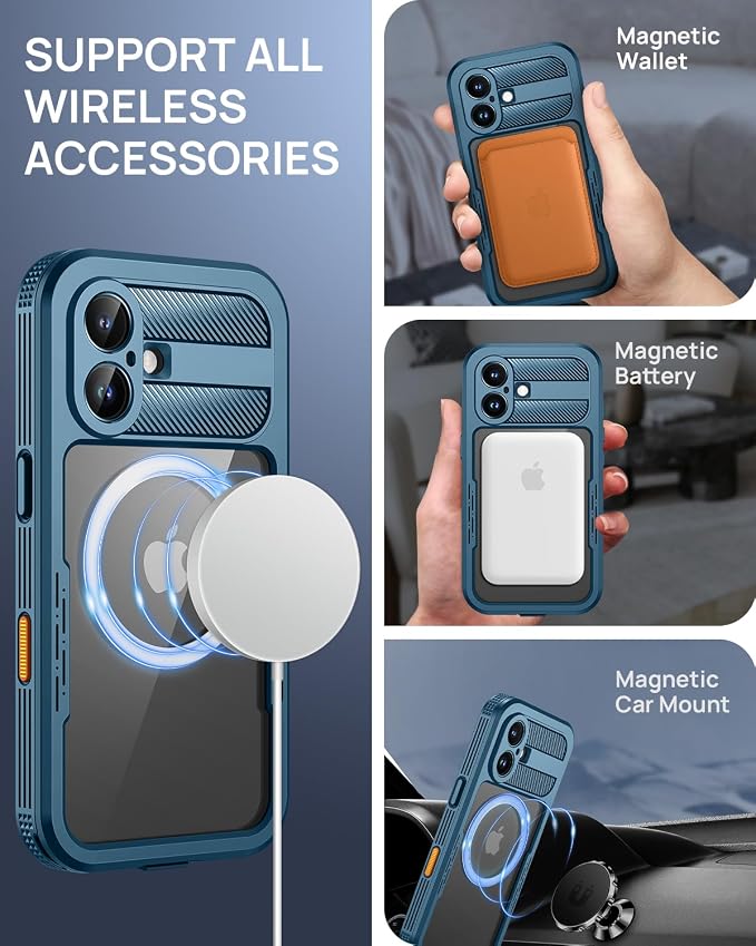 Lanhiem Magnetic for iPhone 16 Case, IP68 Waterproof Dustproof Case, Full Body - Image 3