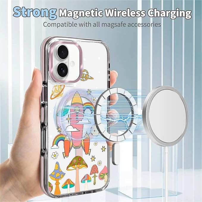 Case for iPhone 16, Spaceship Mushroom Phone Case Design，for Women Girls - Image 4