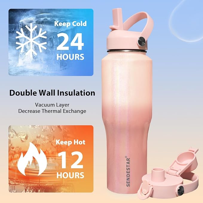 SENDESTAR 32oz Water Bottle Wide Mouth Stainless Steel Vacuum Insulated Double - Image 3