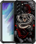 for Samsung Galaxy S21 Case, Entwined Rose Snake Pattern Graphic Design Girl by FKBRCL4U