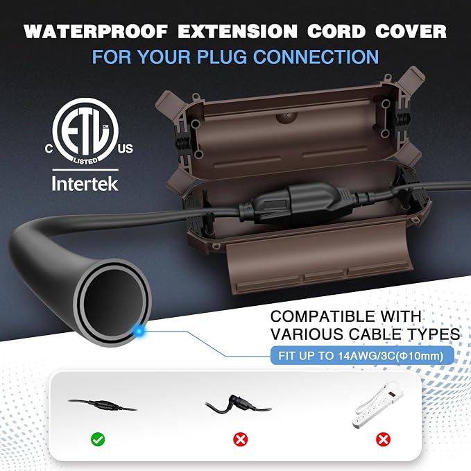 Flemoon Outdoor Extension Cord Waterproof Cover, Weatherproof Electrical - Image 2