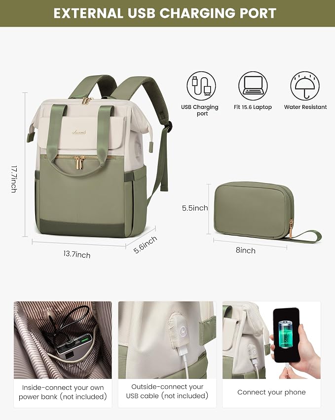 LOVEVOOK Laptop Backpack for Women, 15.6 Inch Work Laptop Bag - Image 5