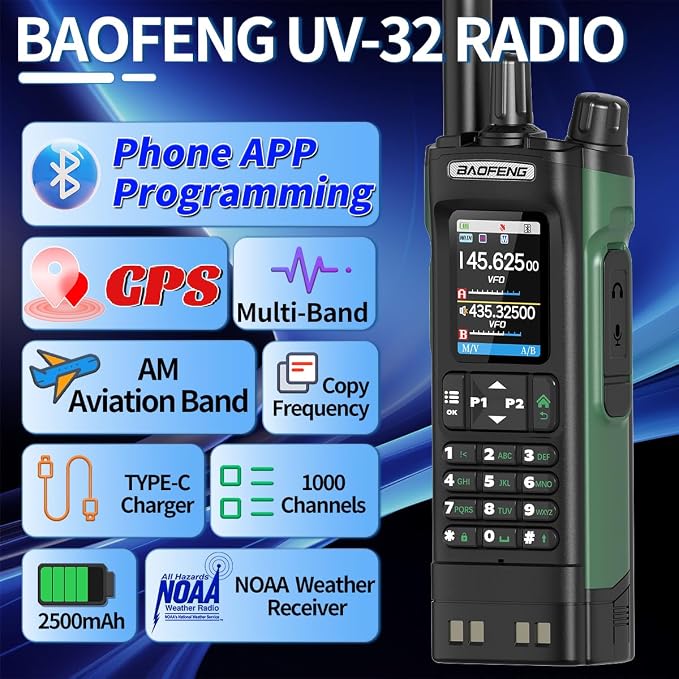 BAOFENG UV-32 Ham Radio Long Range 10W Rechargeable Walkie Talkies UV32 5RM K5 - Image 8