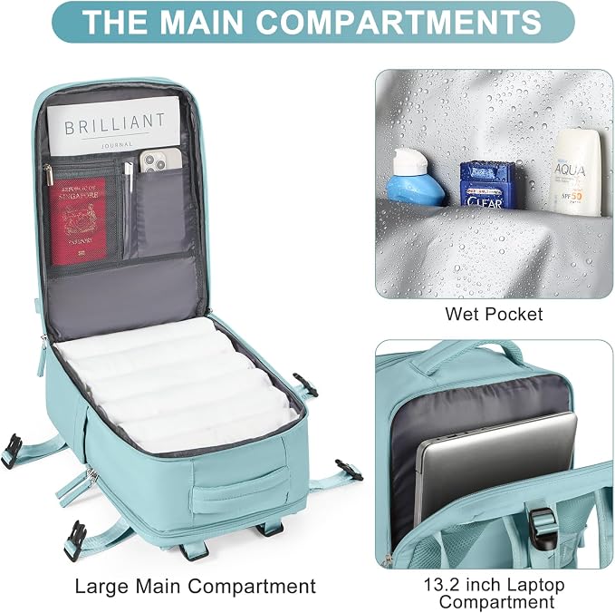 coofay Travel Backpack Carry On Flight Approved Personal Item Travel Bag Carry - Image 6