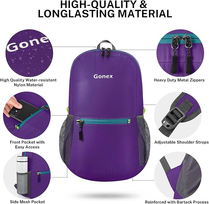 Gonex Ultra Lightweight Packable Backpack 20L Daypack Handy Foldable Camping - Image 5