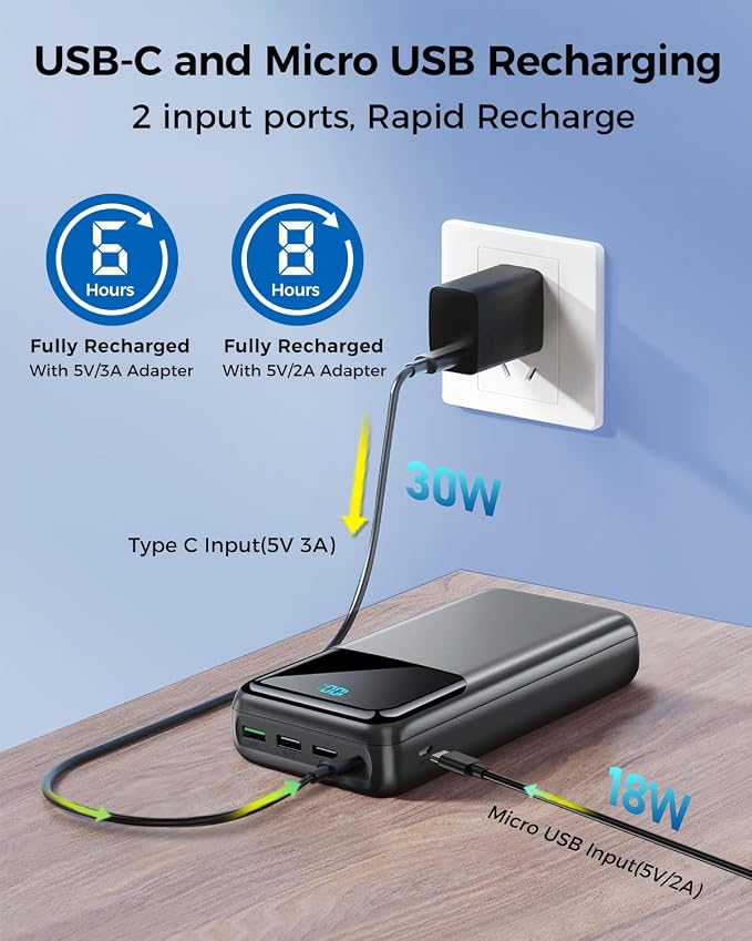 Portable Charger Power Bank 50000mAh, USB-C PD 30W Fast Charging External - Image 4