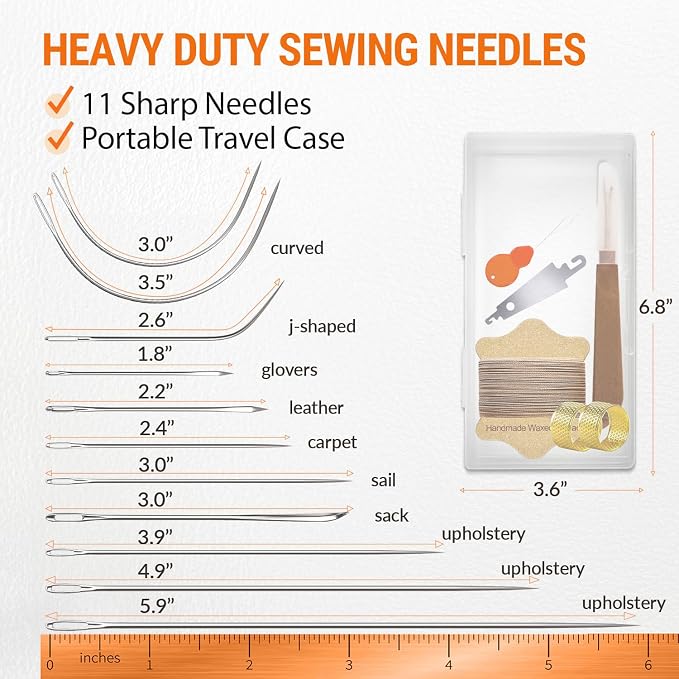 VONEEDL Upholstery Repair Kit: Waxed Sewing Thread & Heavy Duty Needles - Image 4