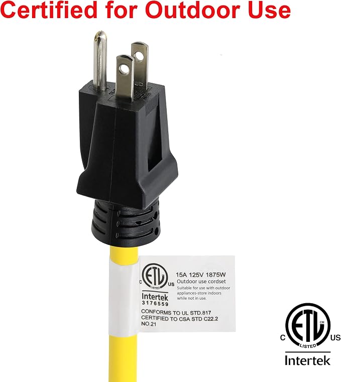 Clear Power 100 ft 12/3 SJTW Heavy Duty Outdoor Extension Cord, Water & Weather - Image 4