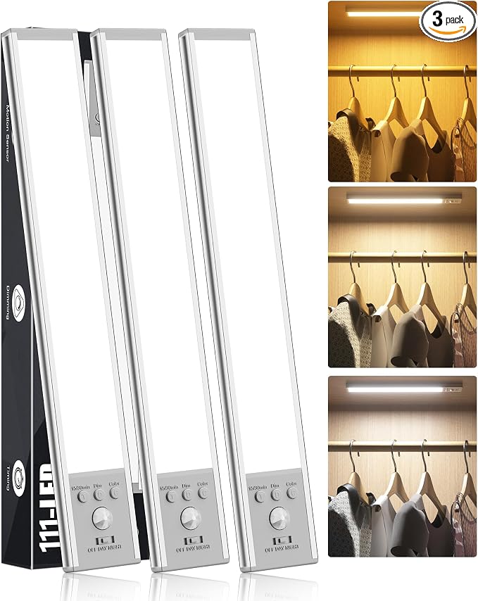 SZOKLED Under Cabinet Lighting Motion Sensor, 111-LED Magnetic Wireless Closet by SZOKLED