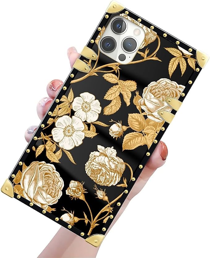 Compatible with iPhone 12 Pro Max Case, Blooming Rose Golden Flower Luxury - Image 3