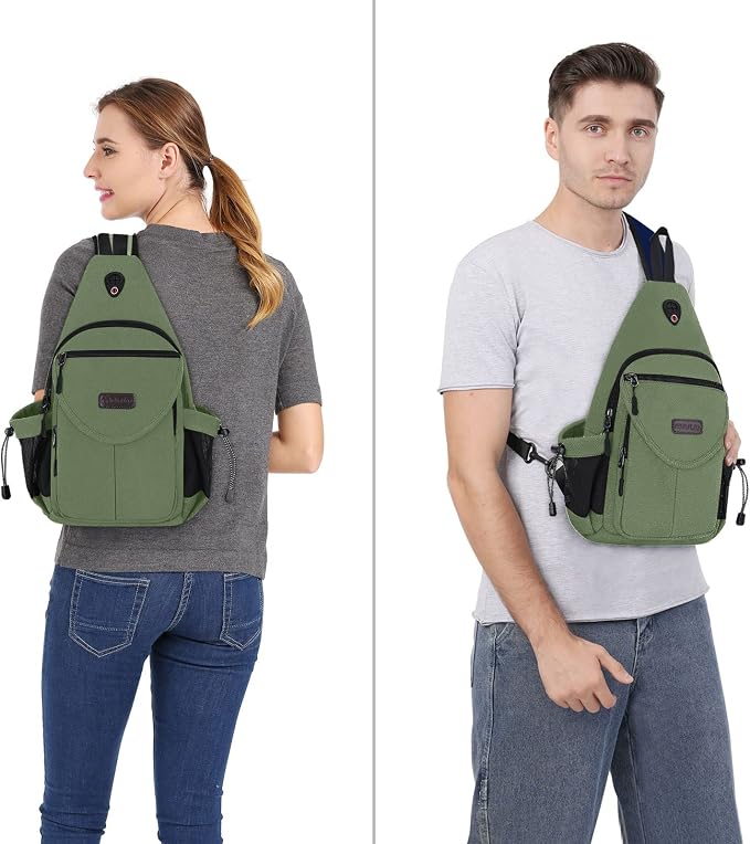 MOSISO Sling Backpack, Canvas Crossbody Hiking Daypack Bag - Image 6