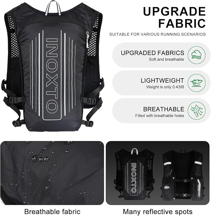 INOXTO Running Hydration Vest Backpack, Lightweight Insulated Pack - Image 2