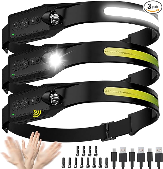 Headlamp Rechargeable, LED Head Lamp Flashlight, 230° Wide Beam Headband Light by Unknown