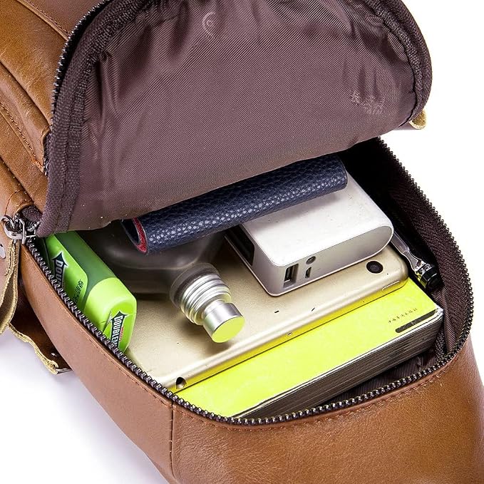 Hebetag Leather Sling Bag Crossbody Backpack - Image 2
