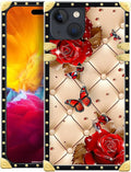 Compatible with iPhone 15 Case, Shining Red Rose Butterfly Leather Background by Unknown