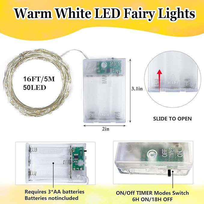 2-Pack Fairy Lights Battery Operated - Image 7