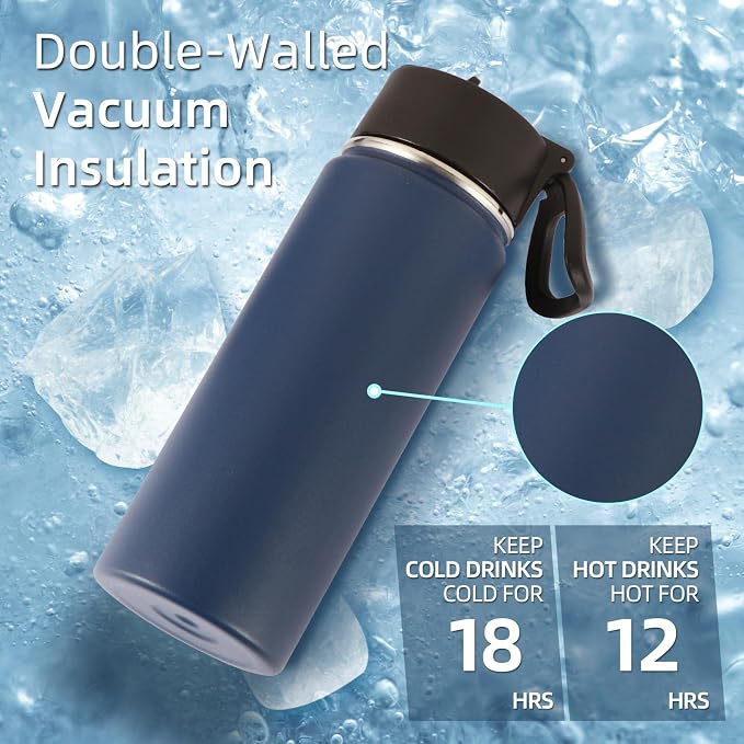 Volhoply 18oz Insulated Water Bottle Bulk 8 Pack, Kids Stainless Steel Water - Image 2
