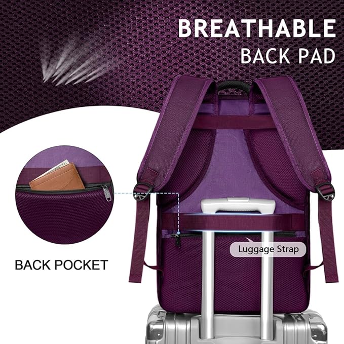 MATEIN Travel Backpack for Women, Extra Large 40L Carry on Backpack, Water - Image 6