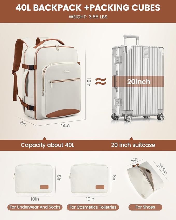 LOVEVOOK Travel Backpack for Women & Men 40L, Airline Approved Carry On - Image 5
