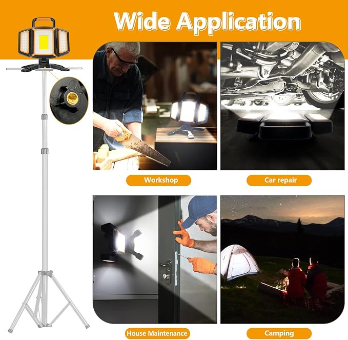 Tresda 30W Rechargeable Work Light, 3000 Lumen Magnetic Work Light Battery - Image 6