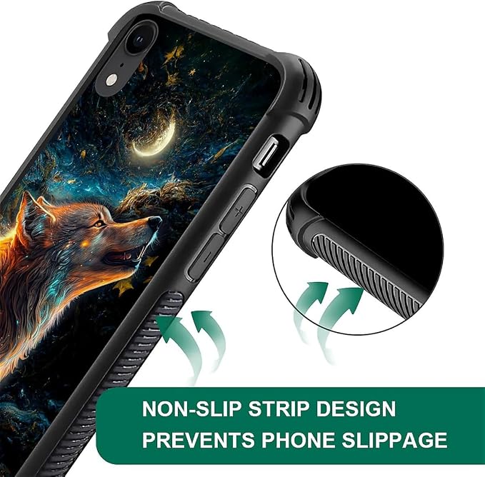 for iPhone XR Case, Star Cave Hungry Wolf Pattern Graphic Design Girl Boy Soft - Image 5