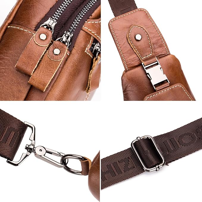 Hebetag Leather Sling Bag Crossbody Backpack - Image 5