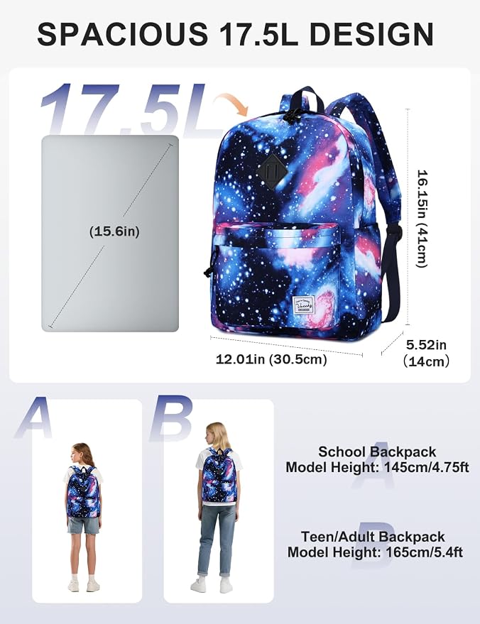VASCHY Backpack for School, Lightweight Water Resistant Bookbag Casual Daypack - Image 2